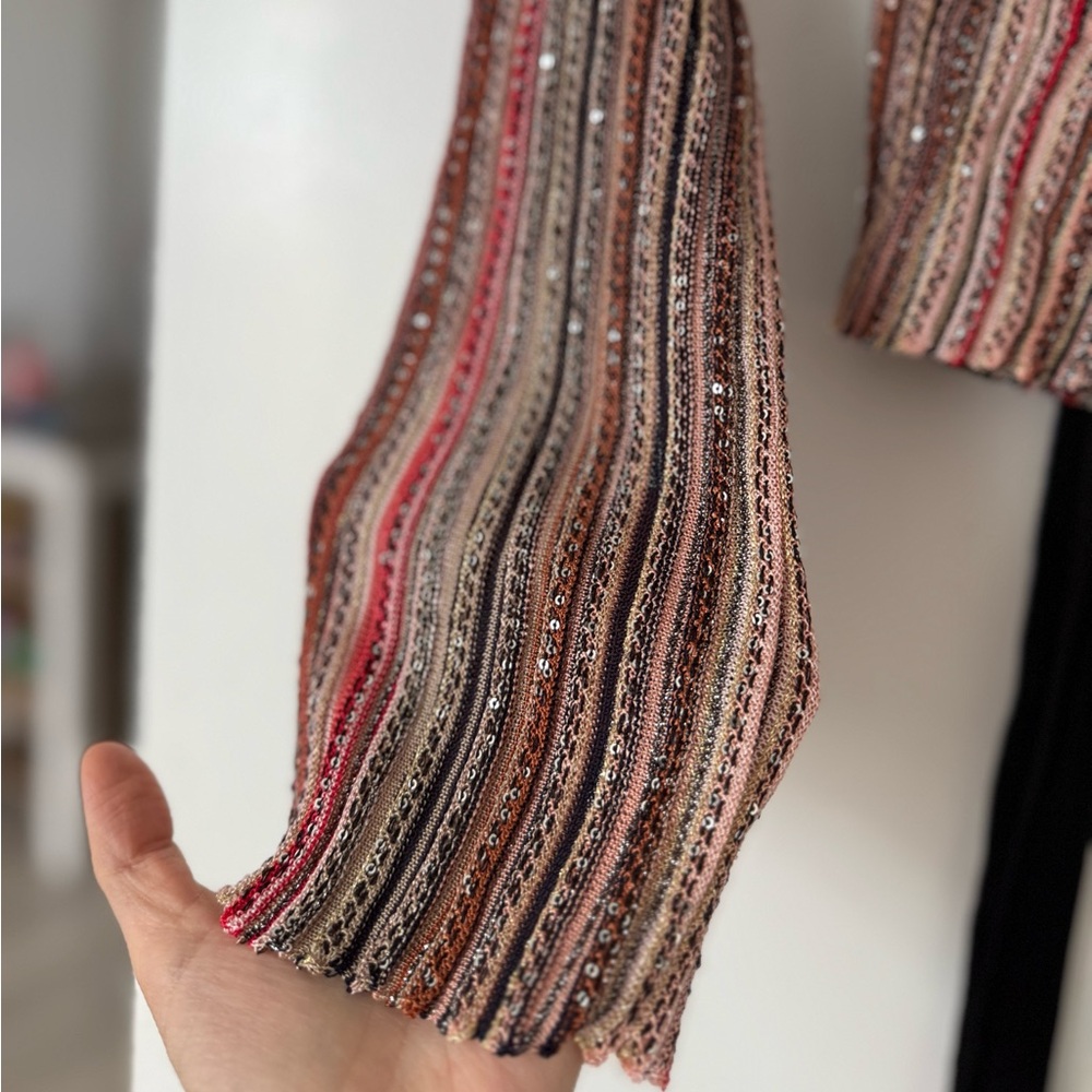 NWT MISSONI Sequin-embellished striped crochet-knit wrap top $1,770 44 8 - Picture 9 of 10